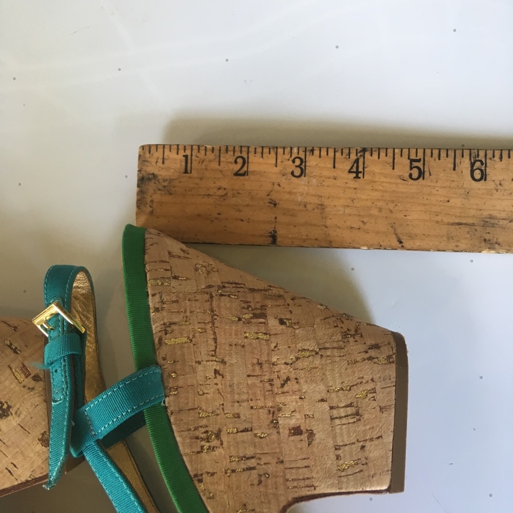 3/$50 Kate Spade Block heels Size 10. Blue/green - Picture 7 of 7